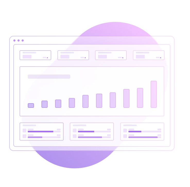 A graphical illustration of a website page depicting a bar graph. 